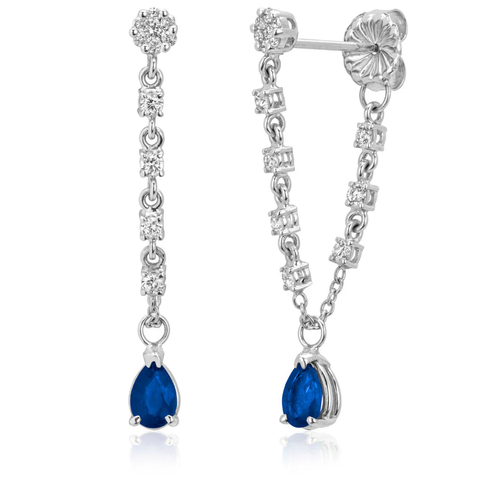 Blue Sapphire Pear Drop Earrings