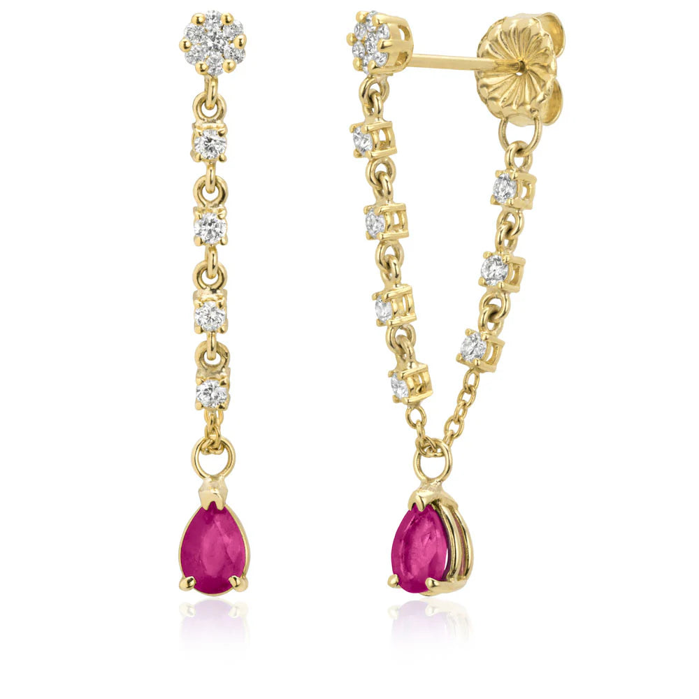 Pink Sapphire Pear Drop Earrings