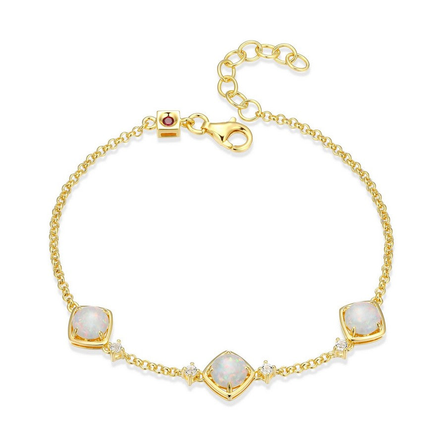 Bracelet avec Opale Ronde et Topaze Blanche
