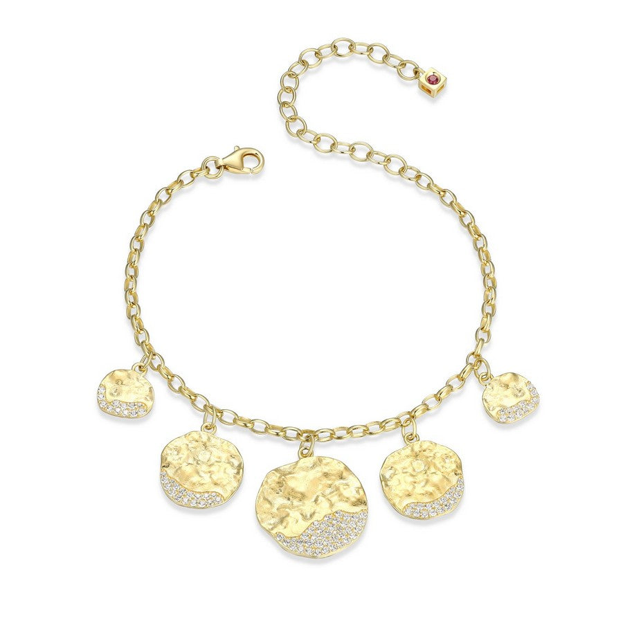 Bracelet à mailons ronds de tailles multiples et breloque en CZ 3A