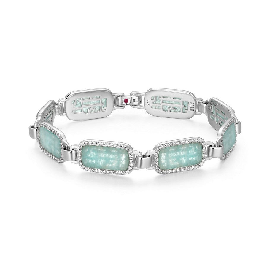Bracelet plaqué rhodium 18k | Amazonite