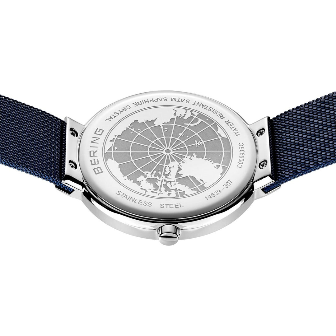 Men's Classic Stainless Steel Watch In Silver/Blue