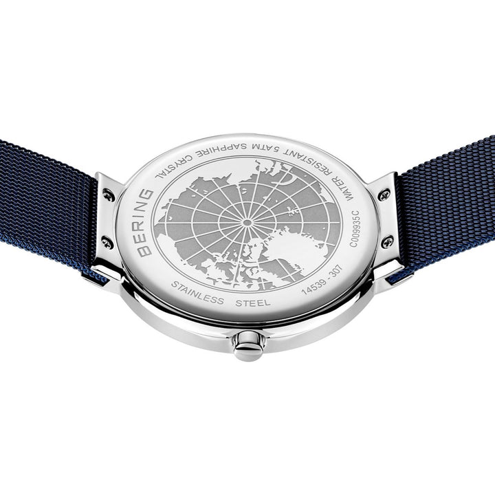 Men's Classic Stainless Steel Watch In Silver/Blue