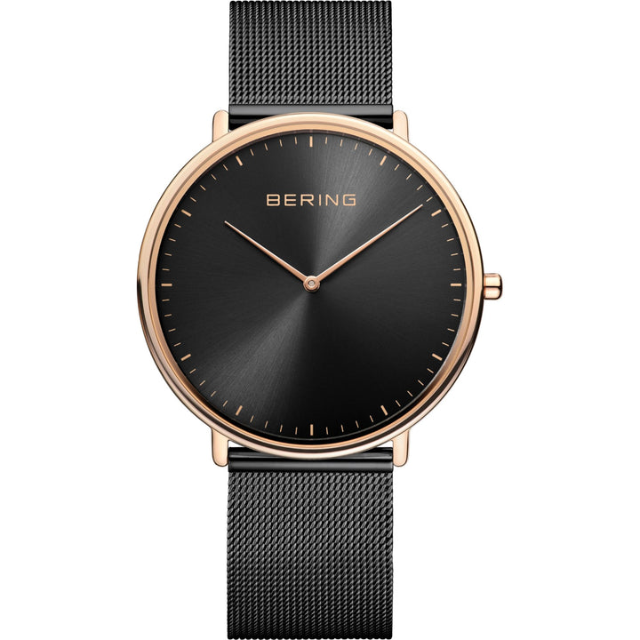 Men's Ultra Slim Stainless Steel Watch In Rose Gold/Black