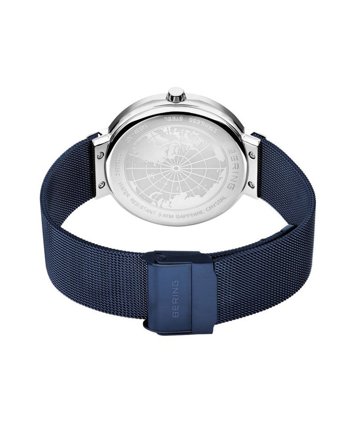 Men's Classic Stainless Steel Watch In Silver/Blue