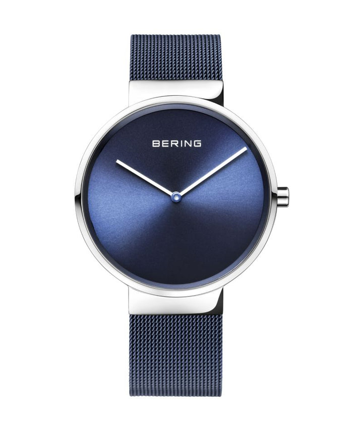 Men's Classic Stainless Steel Watch In Silver/Blue