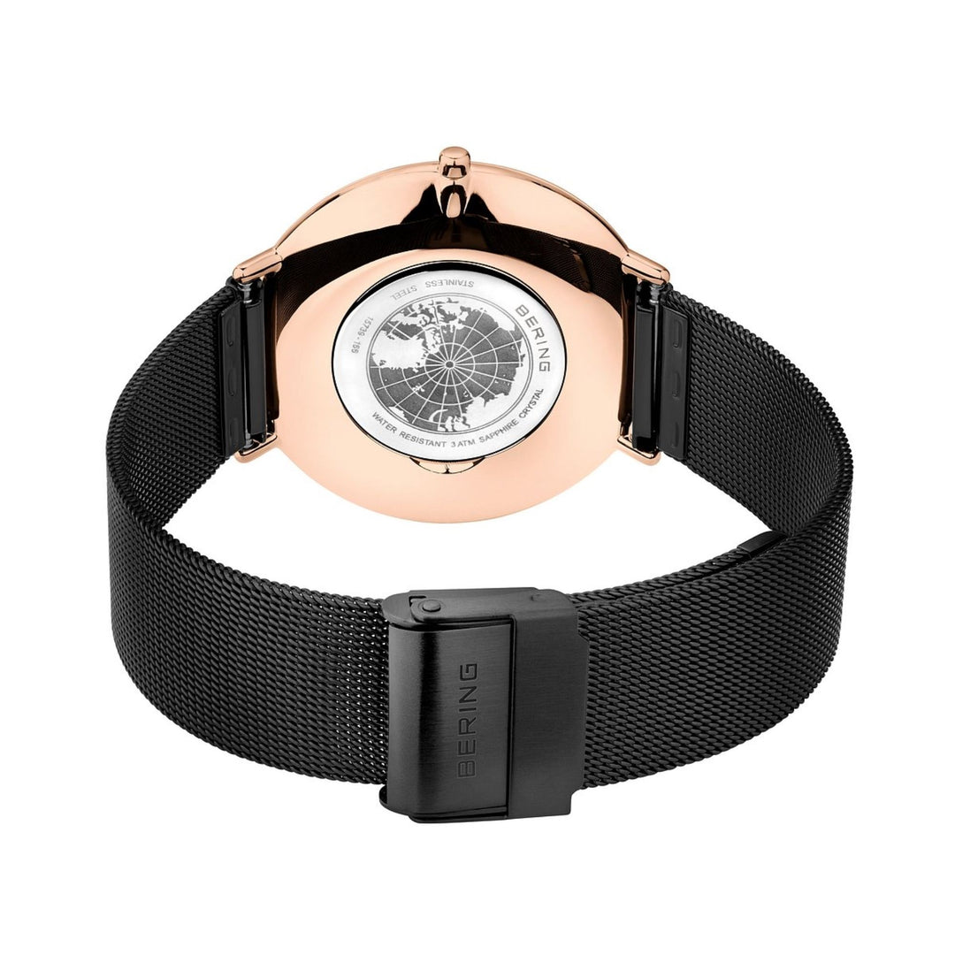 Men's Ultra Slim Stainless Steel Watch In Rose Gold/Black