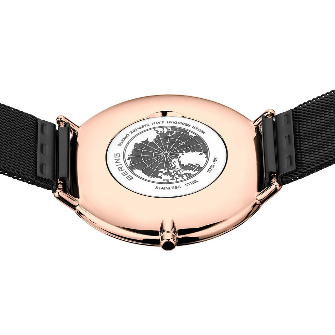 Men's Ultra Slim Stainless Steel Watch In Rose Gold/Black