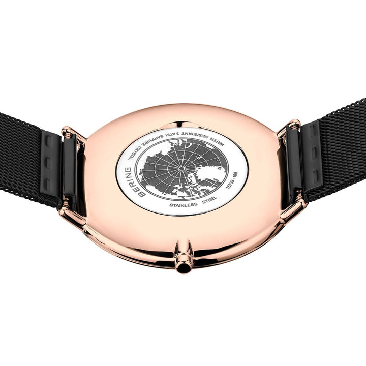 Men's Ultra Slim Stainless Steel Watch In Rose Gold/Black