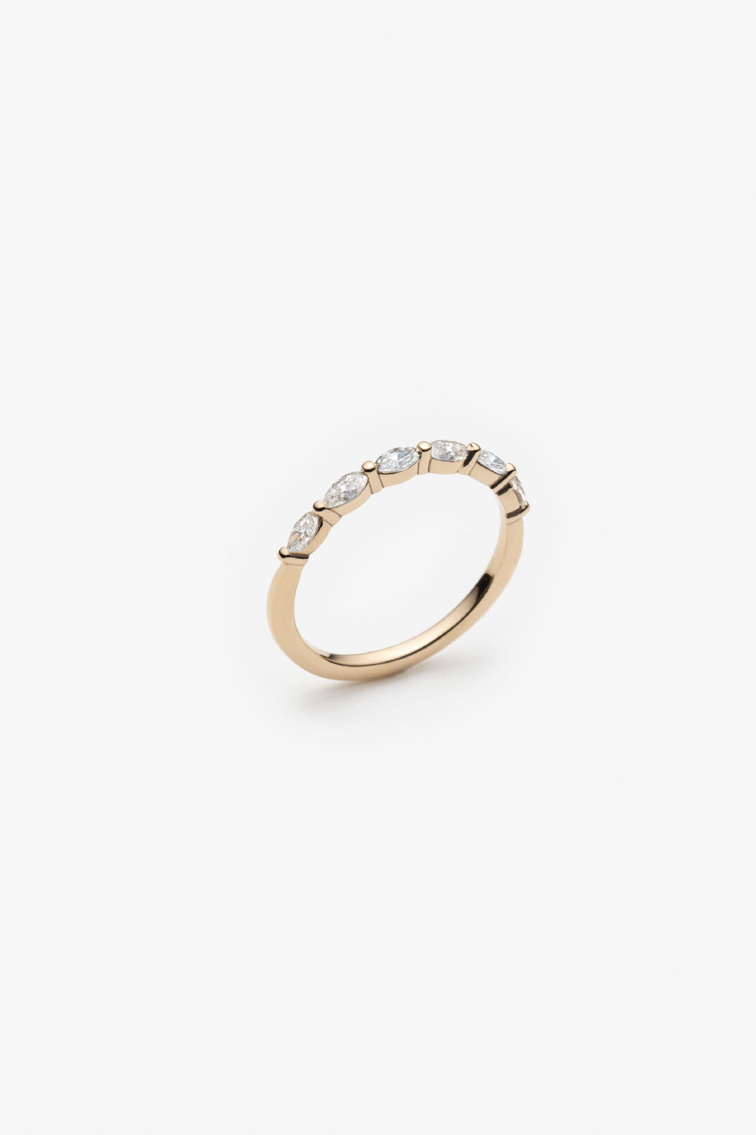 Jonc semi éternité 6 diamants marquises = 0.42ct 14k diamants naturels