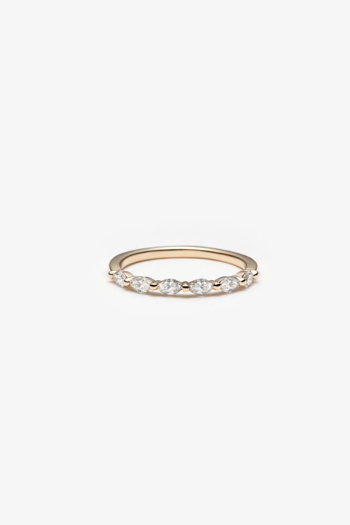 Jonc semi éternité 6 diamants marquises = 0.42ct 14k diamants naturels