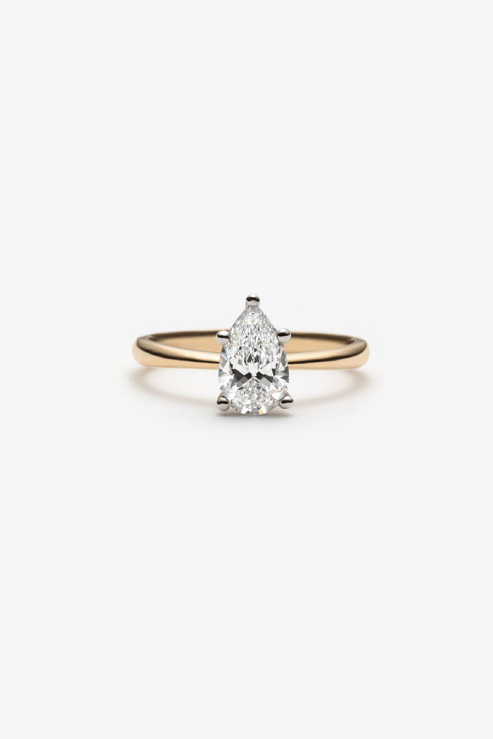 Bague Martini diamant créé poire 1.00ct IGI 18k/pt950