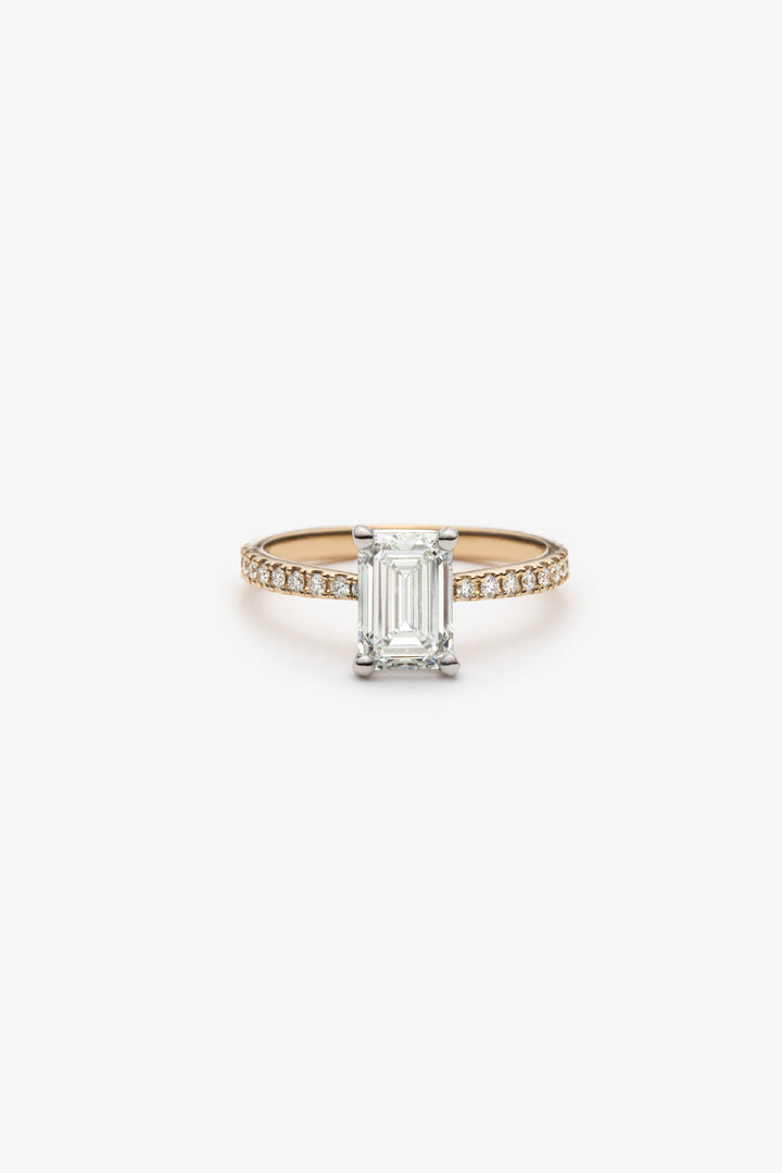 Bague Martini solitaire semi éternité diamants créés taille éme 1,50ct 18k/pt950