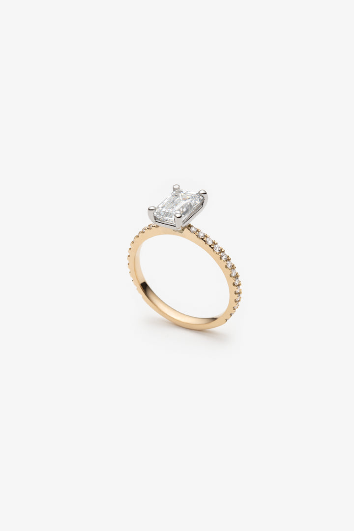 Bague Martini solitaire semi éternité diamants créés taille éme 1,50ct 18k/pt950
