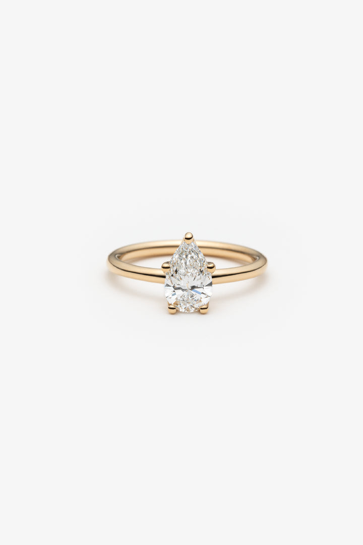 Bague Tulipe diamant crée poire brillante 1.00ct 18kj